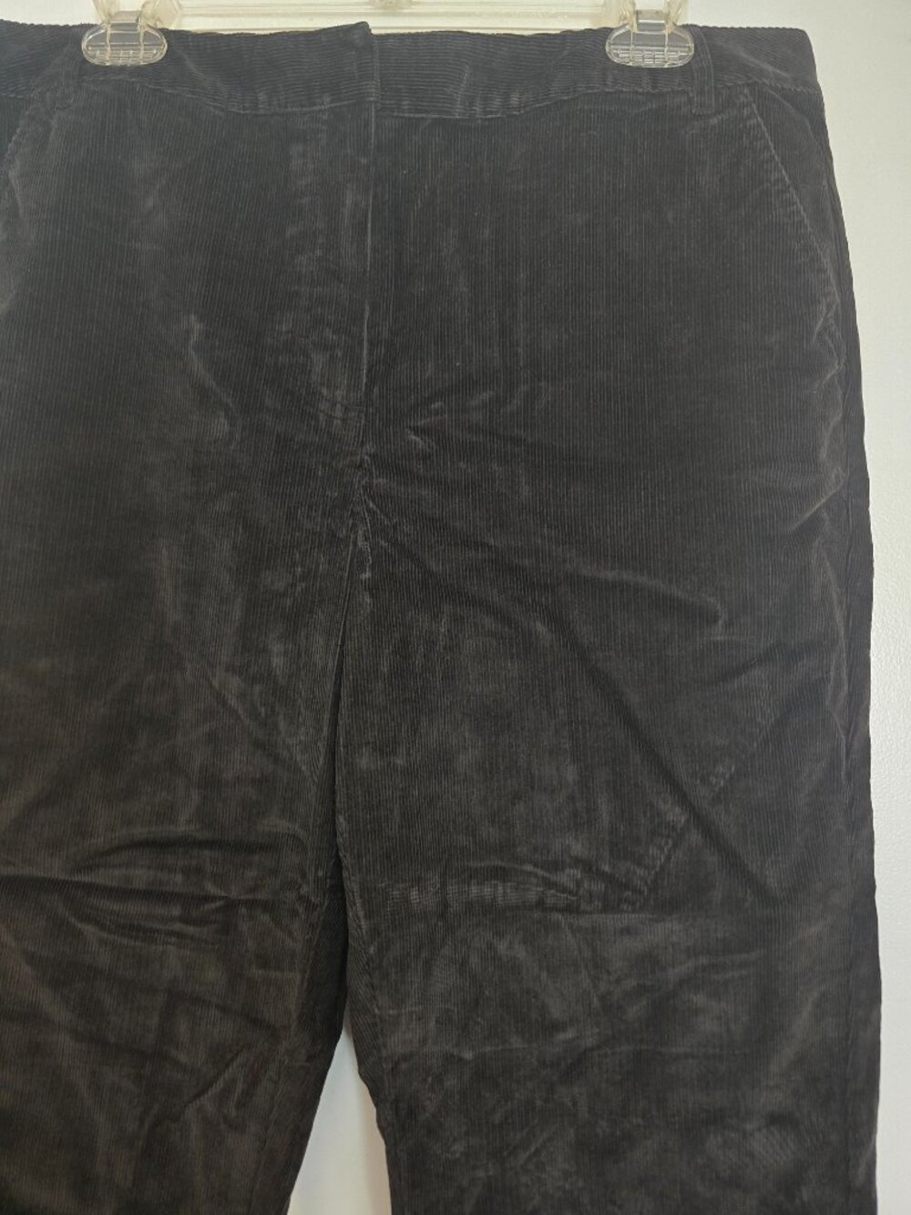 Talbots Stretch Corderoy Pants Charcoal Grey Cuffed Wide Leg Size 12 - Picture 3 of 16